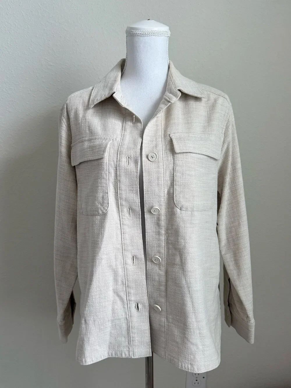 Banana Republic Beige Button-Front Utility Jacket
